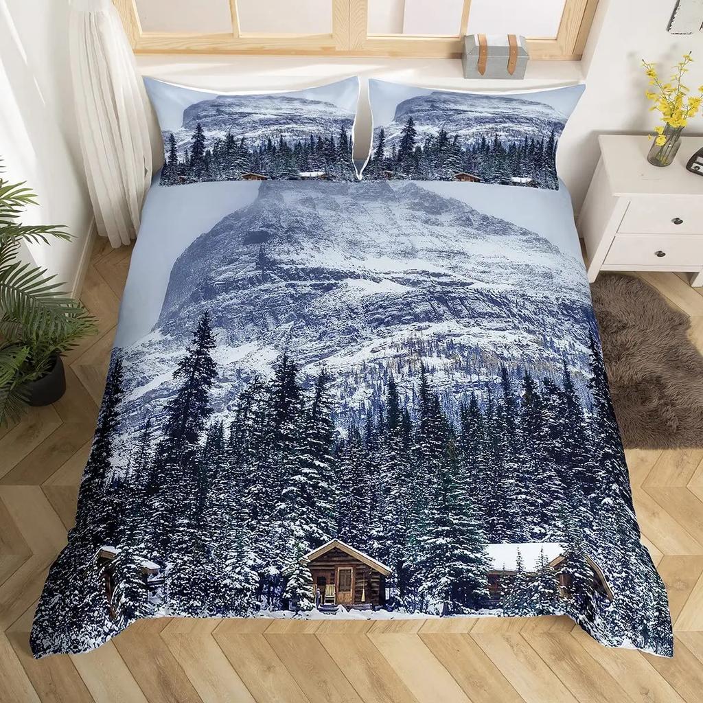 Комплект пододеяльника Snow Mountain Iceberg Sunrise Sunset Постельное белье Микрофибра Зима Природный пейзаж Пододеяльник Односпальный Кинг-сайз