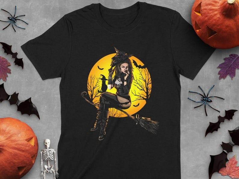 Witchcraft Gothic Halloween T-Shirt, Occult Dark Art Tee, Mythology Horror Witch