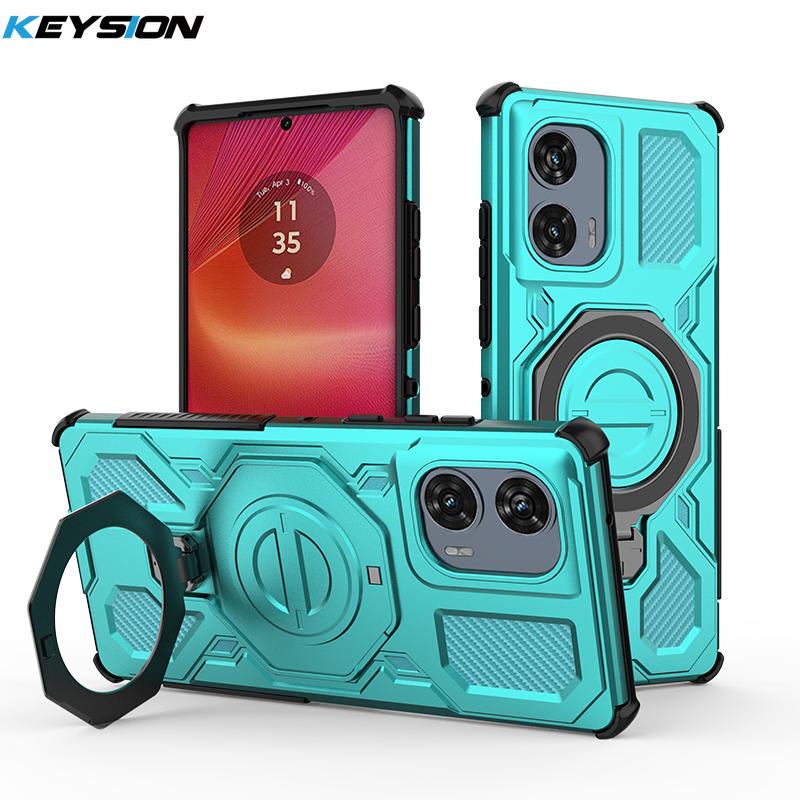 KEYSION Противоударный магнитный чехол для Motorola Edge 50 Fusion 5G с подставкой-кольцом для живого просмотра в вертикальном положении, чехол для телефона для MOTO Edge 50 Fusion 5G
