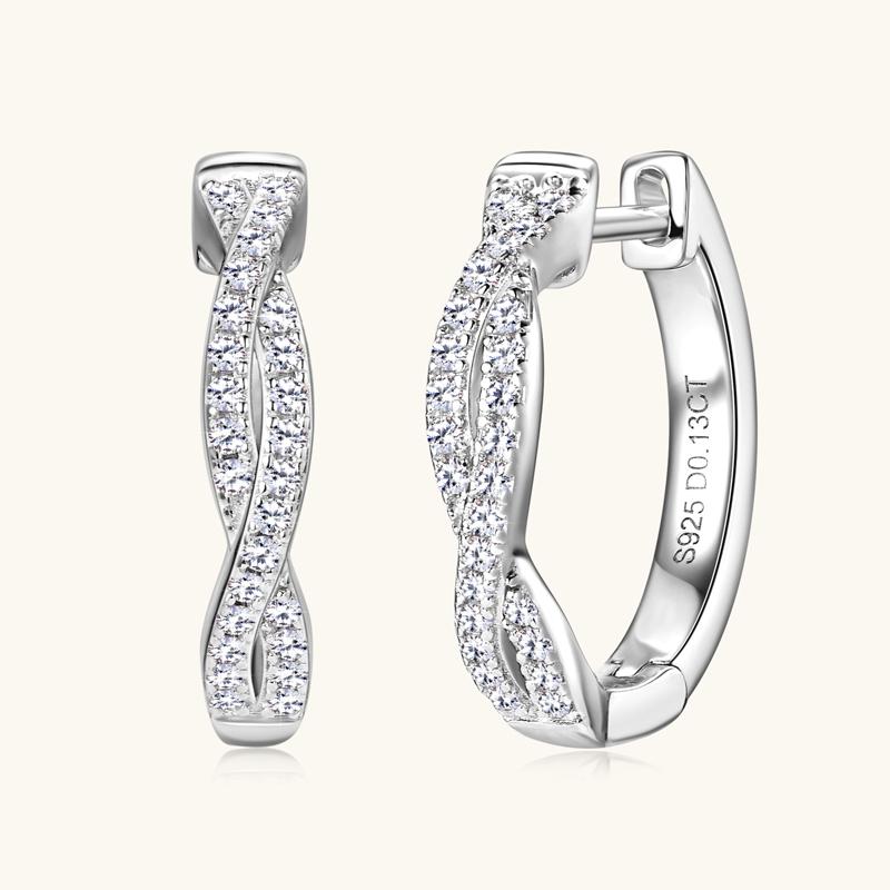 Lab Grown Diamond Earrings 925 Sterling Silver Moissanite Twisted Infinity Hoop Earrings Jewelry Gifts Earrings Bulk