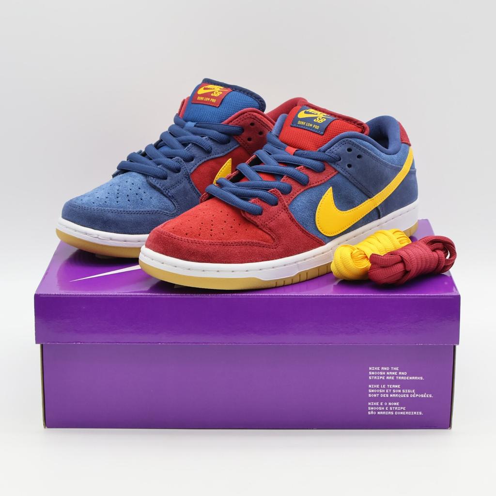 DJ0606-400 Nike SB Dunk Low Барселона Красное Вино Темно-Синий Желтый Бордовый (Мужской)