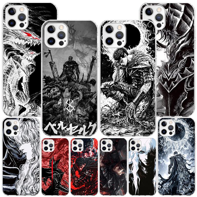 Черно-белый Чехол для телефона G-Guts B-Berserks Для iPhone 13 12 Mini 11 Pro Max XS XR X SE 7 8 Plus 5S 5 6S 6 Подарок Печатная Крышка Fundas