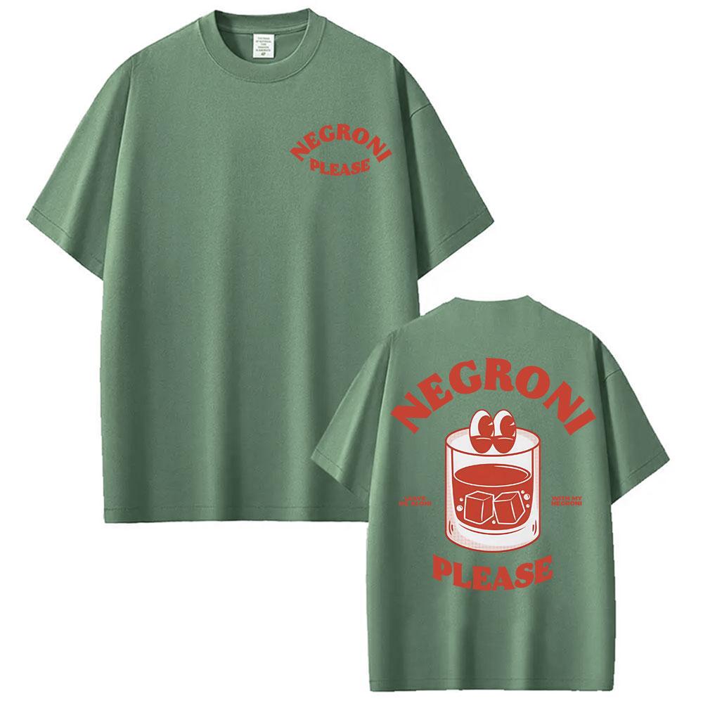 Negroni Please Cartoon Meme T Shirt Funny Cocktail Drink Cute Graphic Tee Shirt Unisex Women Fashion Casual Cozy Tshirt Streetwear