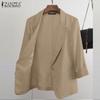 Women Casual Notched Lapel 3/4 Sleeve Loose Cardigan Thin Outwear
