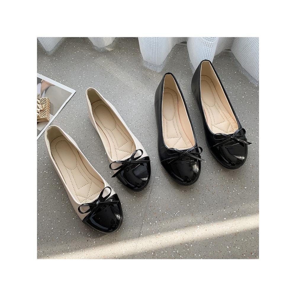 New Women's Shoes Bow Round Head Mary Jane Shoes Women's 2024 Summer Casual Shallow Mouth Single Shoes Closed Toe Slip On
