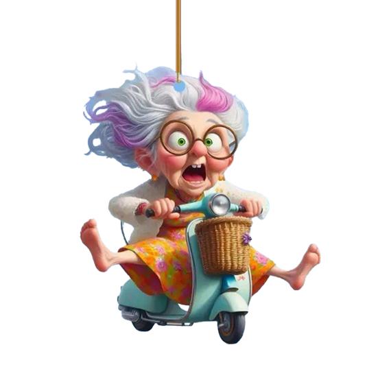 Acrylic Car Rear Princess/Old Lady Christmas View Mirror Charm Fairy Ornament 2D Flat Auto