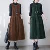 Autumn and Winter Retro Corduroy Suspender Skirt Women's Solid Color Temperament Single-breasted Sleeveless Vest Dress