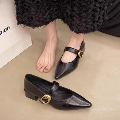 Новый Стиль Дизайн Туфли Мэри Джейн на Высоком Каблуке Острый Носок Женские Одинарные Туфли Кожа Комфорт Весна Лето Платье Сексуальные Женские Туфли