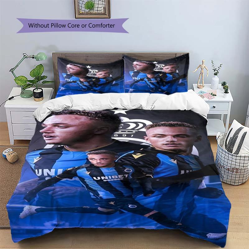 Club Brugge KV Football Player Portrait Print 3 Pieces Duvet Cover Set Belgian Soccer Bedding Bedroom Decor Without Pillow Core Comforter