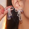 High-Class Feeling Bow-Shaped Hollow Earrings Shiny Inlaid Rhinestone Earrings Elegant Trend Earrings Women's Earrings 1 Pair