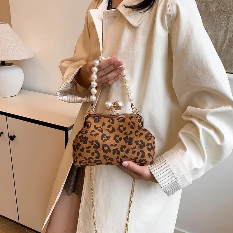 Модные женские сумки с жемчугом, роскошные французские дизайнерские сумки через плечо с леопардовым принтом, женские высококачественные сумки Cossbody для женщин