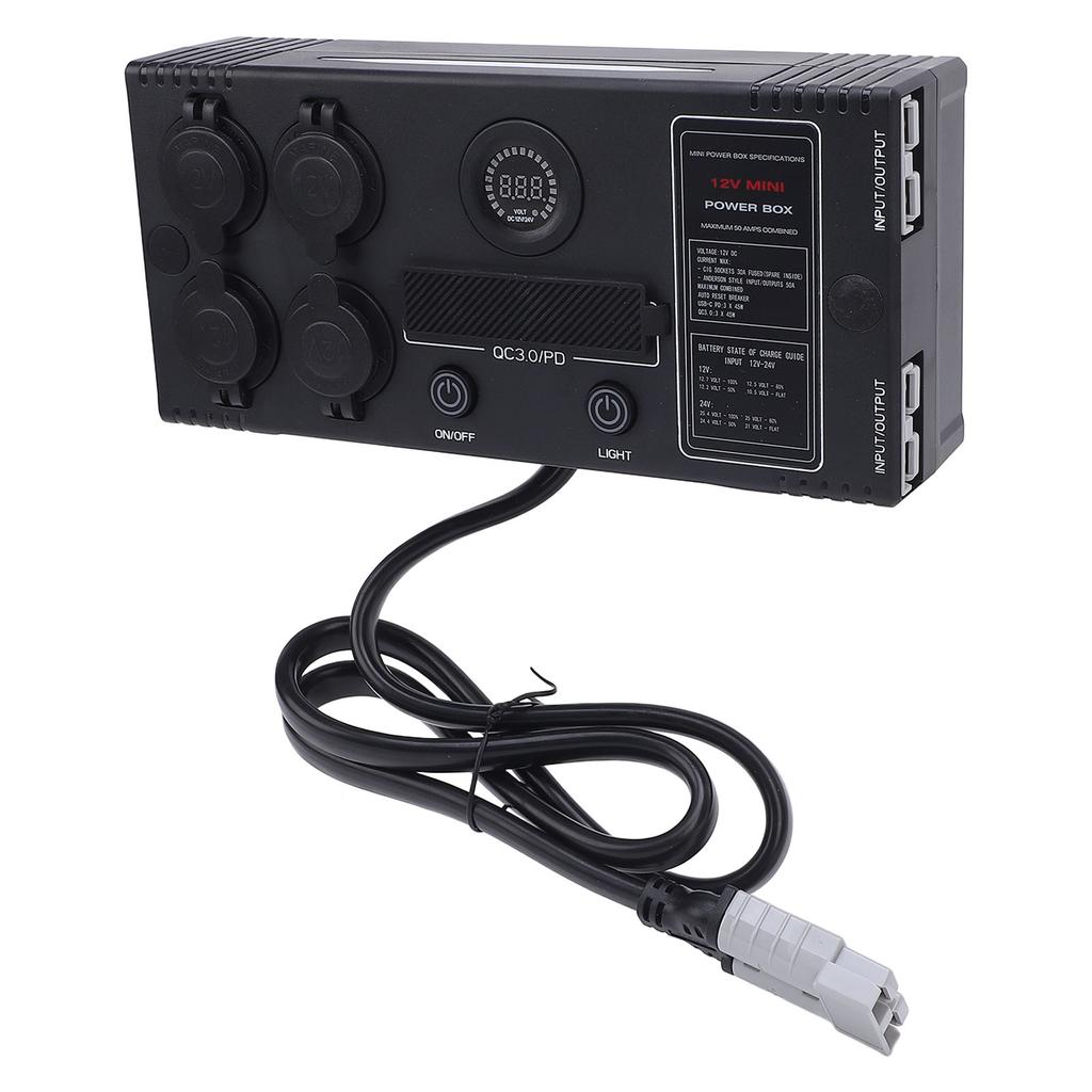 12V Mini Power Box Portable Control Hub for Anderson Plug QC 3.0 Port LED Light Power Hub Distribution Box