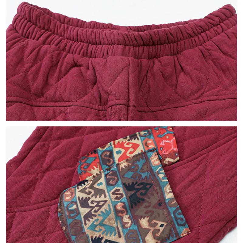 Брюки женские зимние повседневные карманные пэчворк мешковатые теплые штаны эластичный пояс снежные панталоны