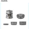 ALOCS Многофункциональный походный котел для кемпинга на открытом воздухе - ветрозащита на 360°, двухтопливная плита для 2-3 человек
