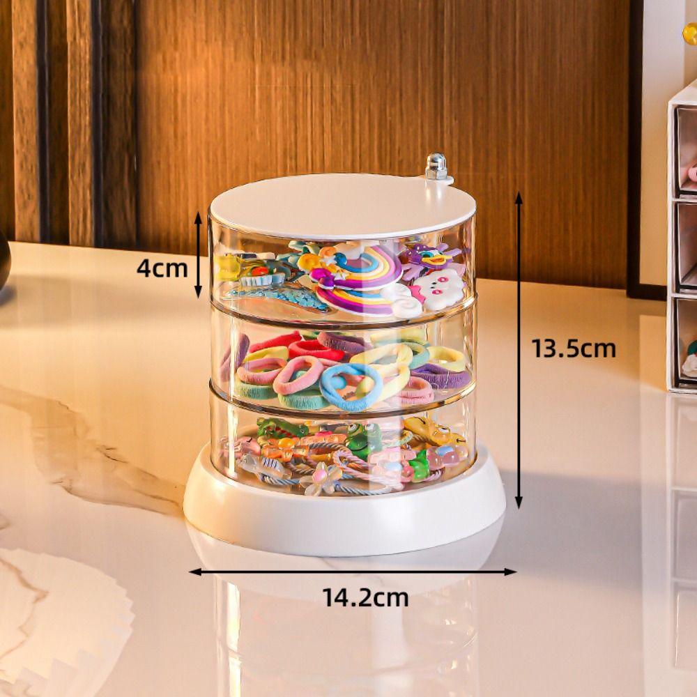 Многослойная вращающаяся шкатулка для украшений, прозрачная коробка для хранения сережек и колец, вращающийся настольный органайзер