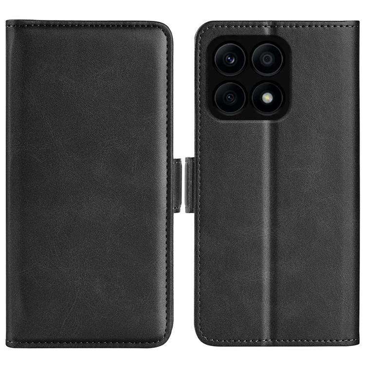 For Honor X8a 4G Calf Texture Phone Case PU Leather Dual Magnetic Clasp Foldable Stand Wallet Cover