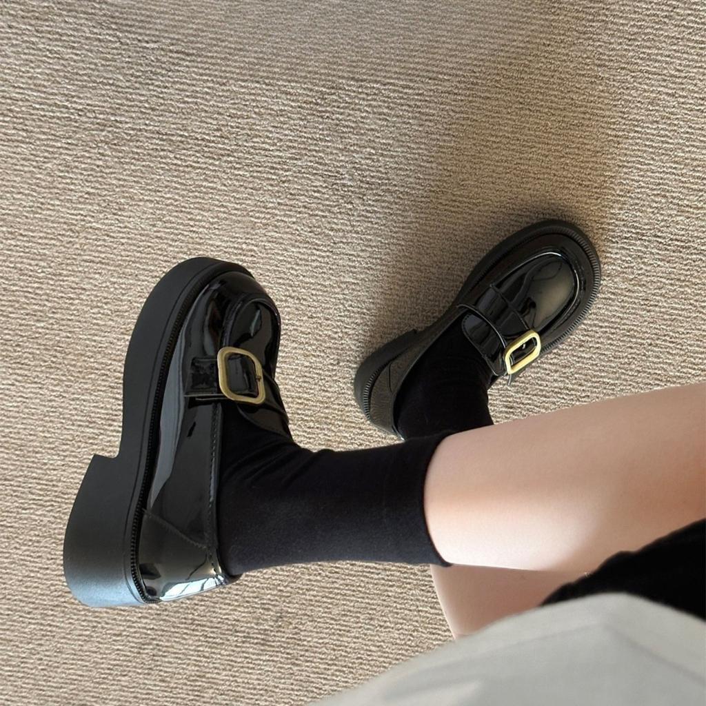 [Uncle Shoe] Black Autumn 2025 Soft Sole New Loafers Jk British Style Small Leather Shoes Women's Skirt Commuter