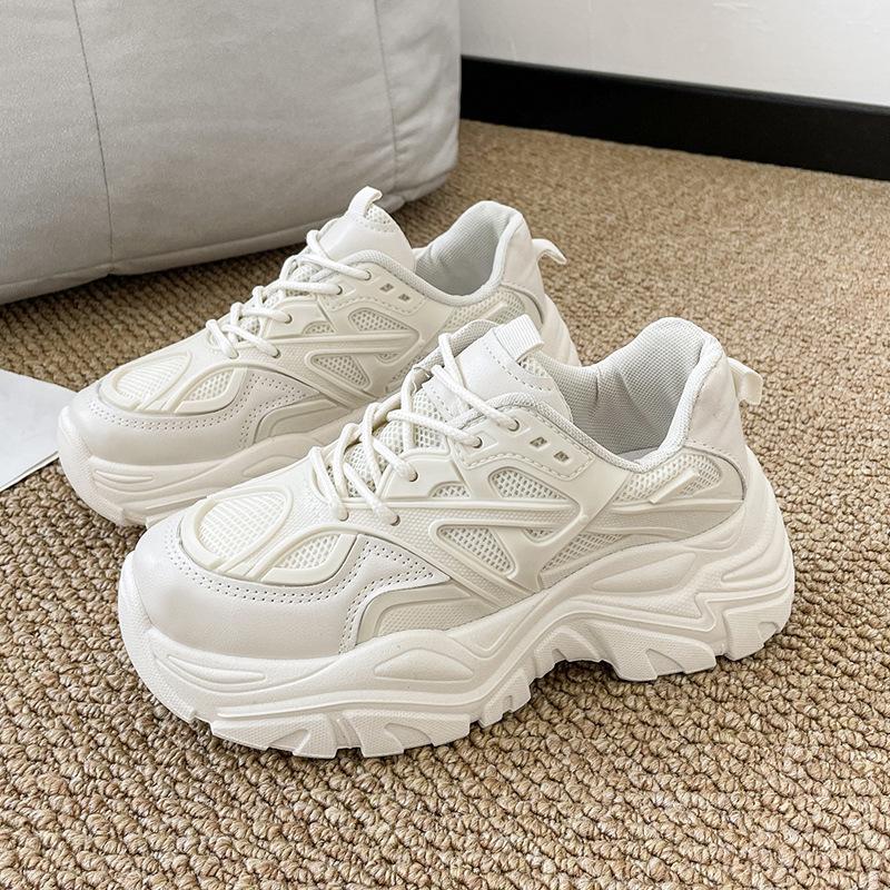 Fashion Women's Platform Sneakers, Comfortable, Breathable, Casual, Versatile, Lace-up, Fashion, Spring 2025