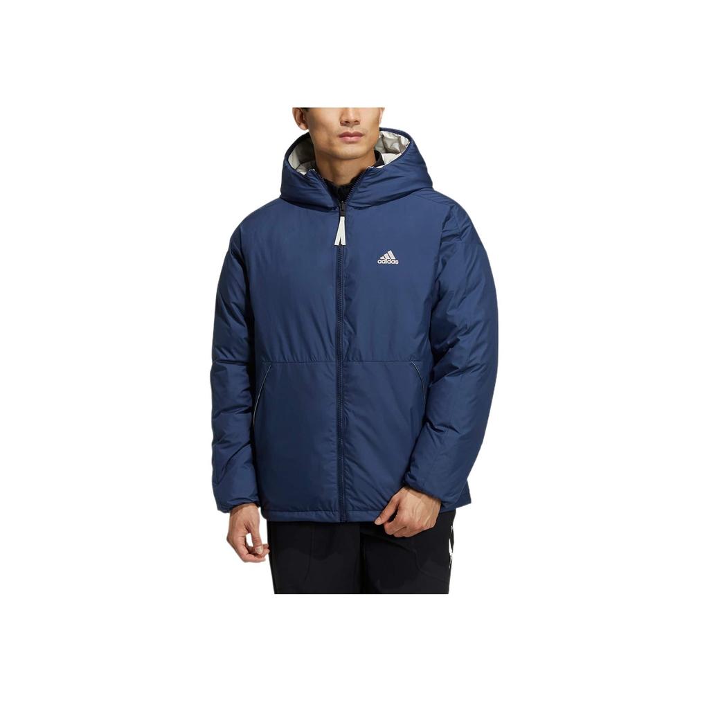 Adidas Logo Print Stand Collar Down Jacket Men Outerwear Blue HR5242