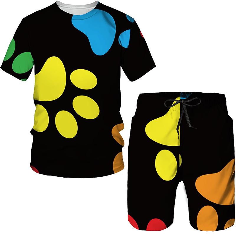 Summer Men's Trend Casual Tracksuits 3D Design Clothes Fashion Harajuku Oversized T-shirt Shorts Set 2 Piece Couple