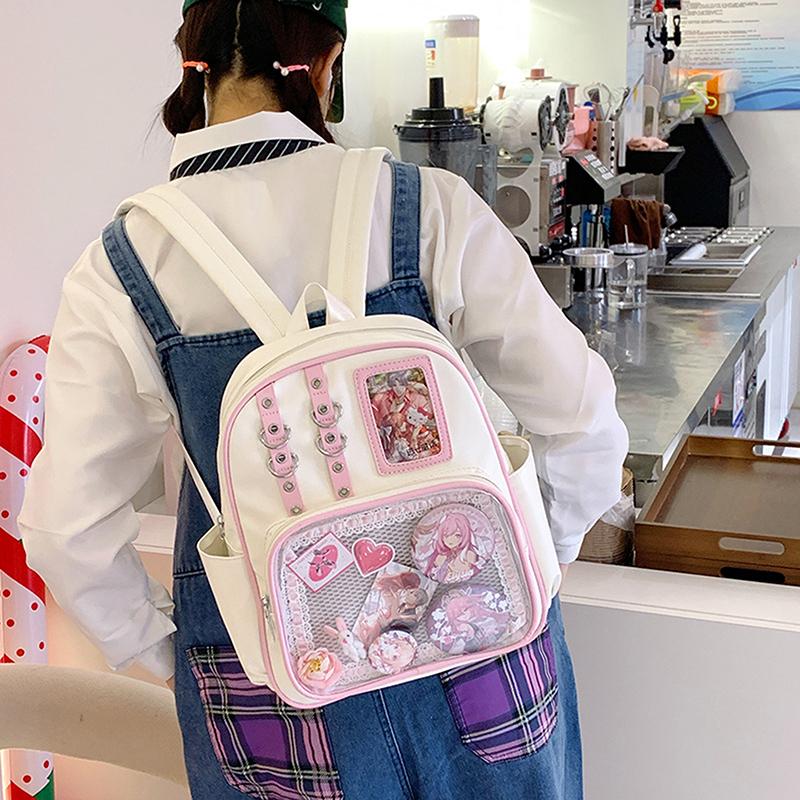 School Ita Bag Fashion Trends Transparent Zipper Backpack Preppy Style Soft Women Bags