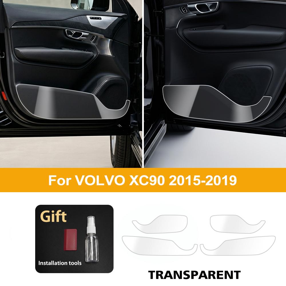 Для Volvo XC90 2015-2019 Прозрачный ТПУ Накладка на дверь автомобиля от пинков Внутренняя боковая кромка Пленка Защитная накладка на боковую панель передней и задней двери