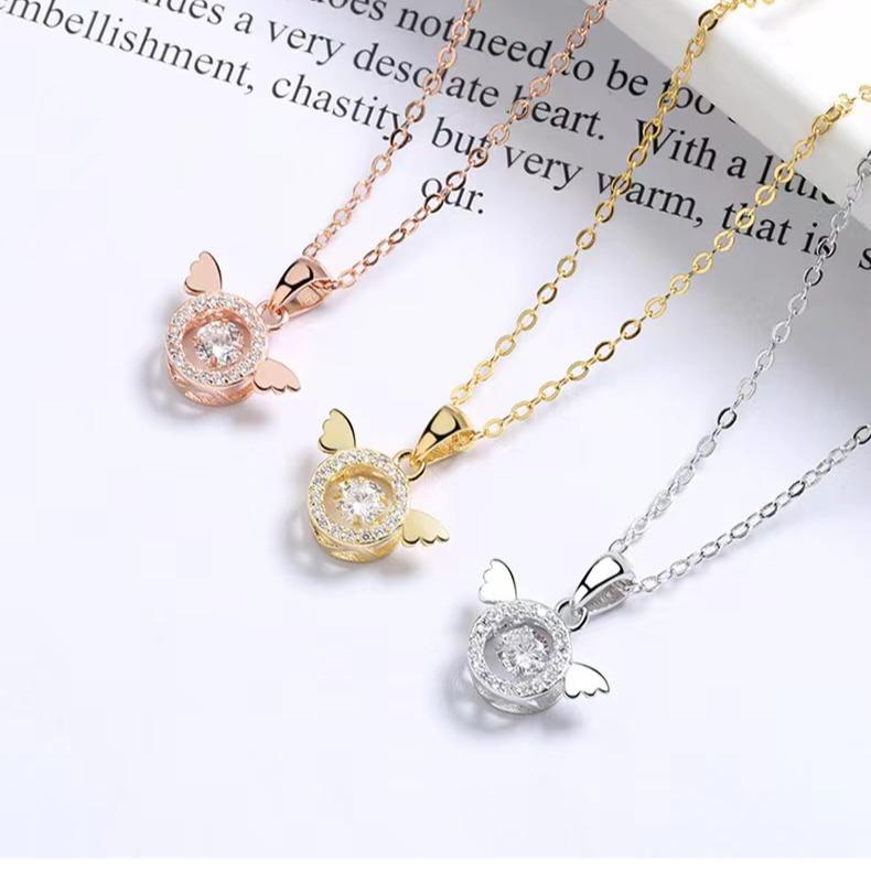 S925 Корейский стиль Простой Универсальный Светлый Роскошный Полный Бриллиант Умные Крылья Ключичное Ожерелье Женский Ниша