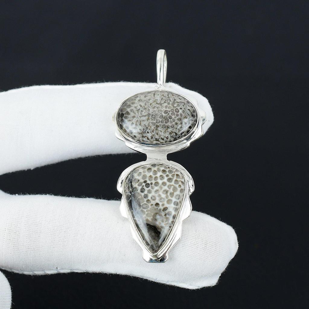 Серебряный кулон с натуральным драгоценным камнем кораллом ската из серебра 925 пробы — дизайн ручной работы, повседневные украшения, антикварные кулоны, пасхальные подарки