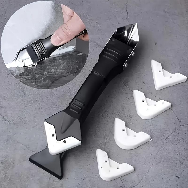 6Pcs With 5 Replacement Heads, Plastic Caulking Tool With Stainless Steel Blade, Multifunctional Joint Removal Set, Suitable For Bathroom, Kitchen