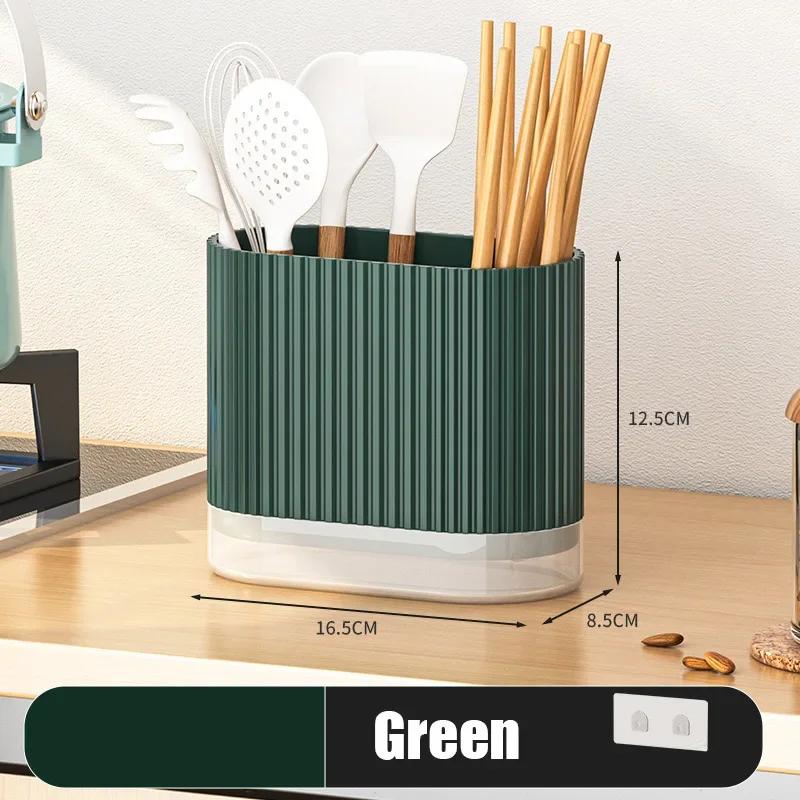 Household Kitchen Chopstick Holder Spoon Storage Box Drain Rack Wall Mounted Non Perforated Countertop Tableware Chopstick Cage