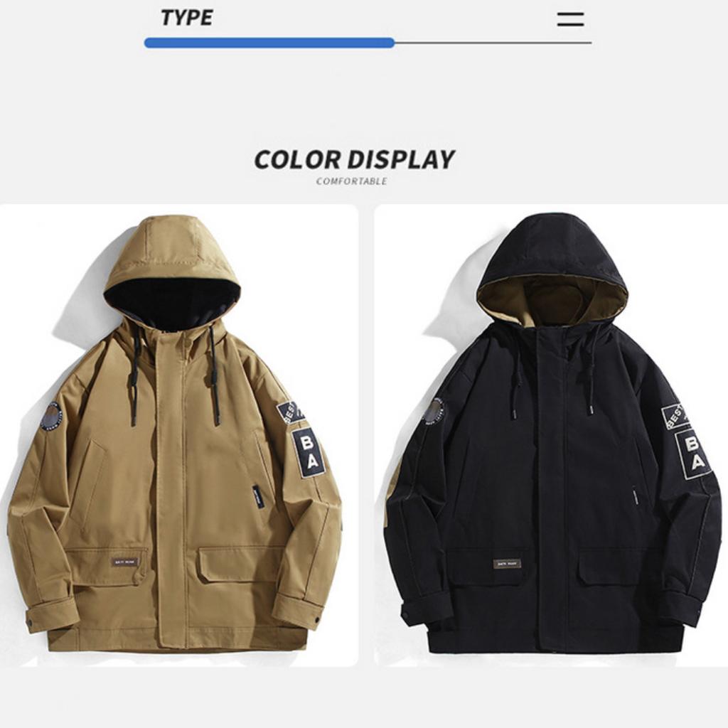 Men's Plus Size Spring and Autumn Casual Windbreaker Hooded Coat Loose Extra Large Fat Work Jacket 4XL-10XL