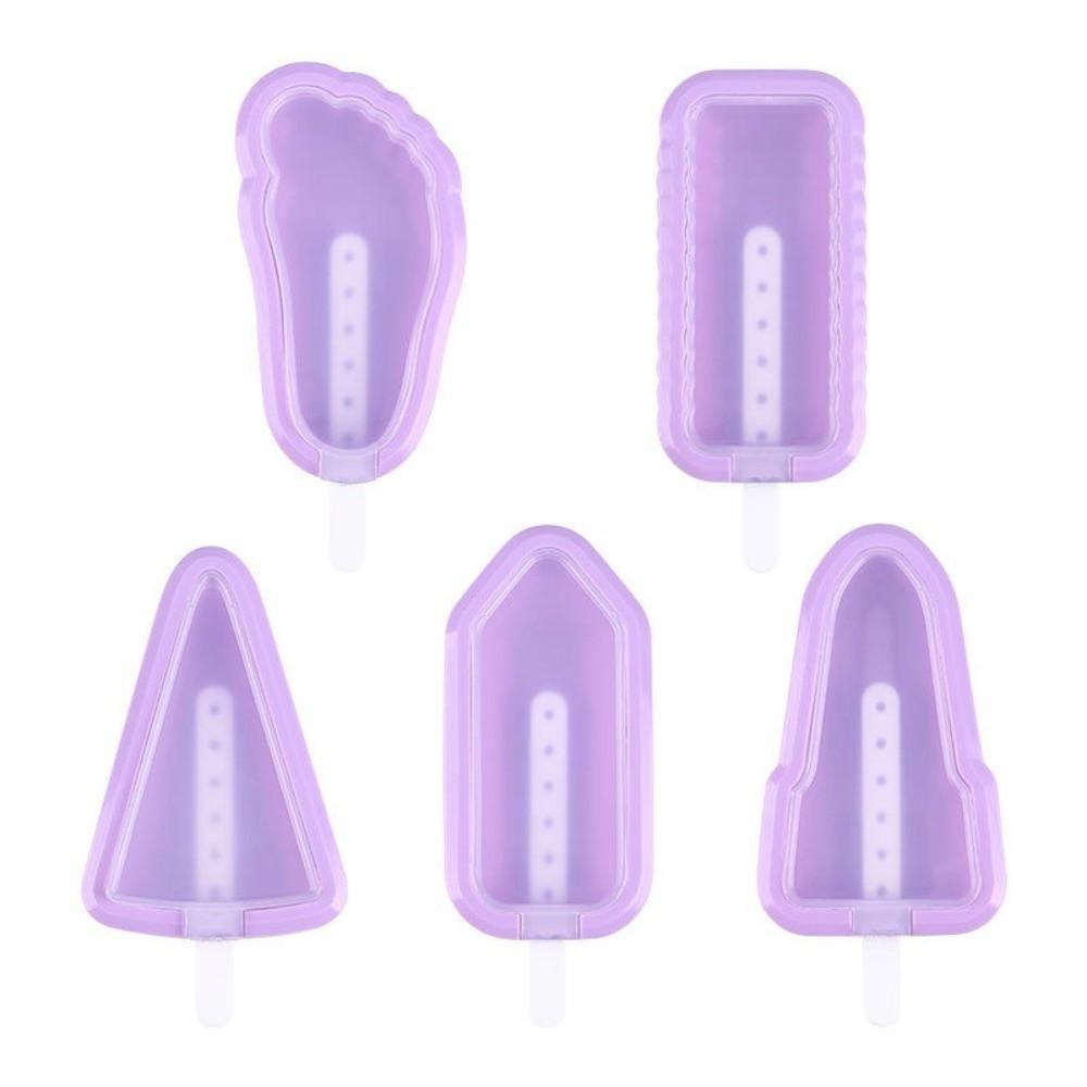 5Pcs Multiple Shapes Ice Cream Making Tools Reusable Popsicle Moulds Creative Ice Lolly Mold