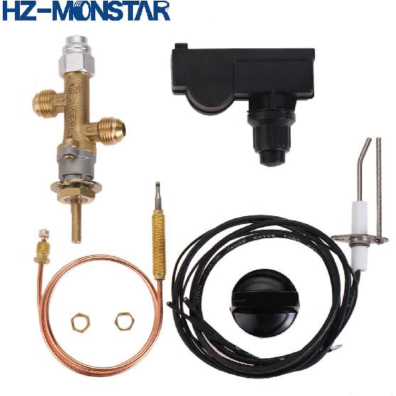 Low Pressure LPG Propane Gas Fireplace Fire Pit Flame Failure Safety Control Valve Kit with Igniter Assembly Fire Pit Igniter, Push Button Ignition