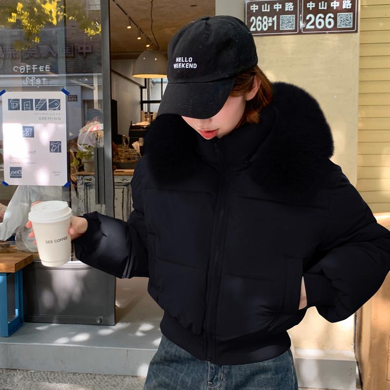 Autumn Winter Thicken Warm Parka Women Casual Solid Color Big Pocket Loose Short Hooded Coat Jackets Outwear