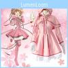 Очаровательный костюм для косплея Cardcaptor Sakura Kinomoto, розовое платье со шляпой для женщин