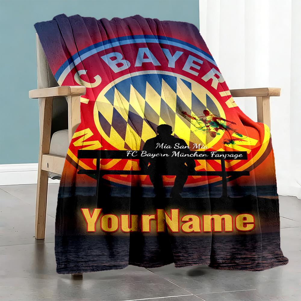 Bayern Munich Personalized Text Blanket Lightweight Customizable Blanket Ultra-Soft Suitable for Couch Seaside Chair Living Room for All Occasions