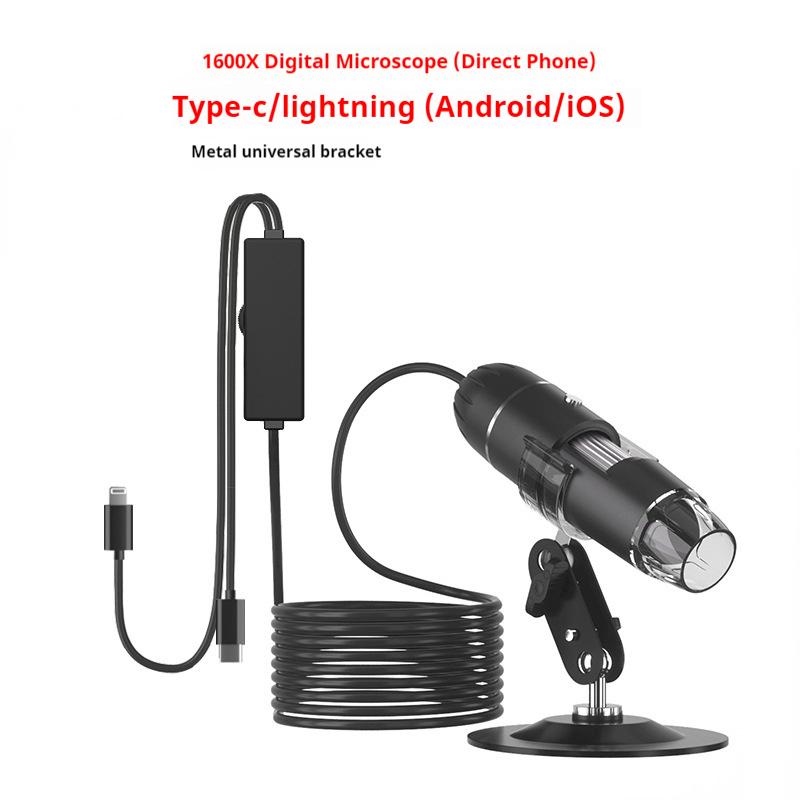 Цифровой USB-микроскоп 1600X 3 в 1 Портативный электронный микроскоп для пайки Светодиодная лупа Тип-C Лупа