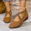 Fall 2025 Cross Elastic Wedge Shoes Plus Size Platform Soles Casual Pumps for Women