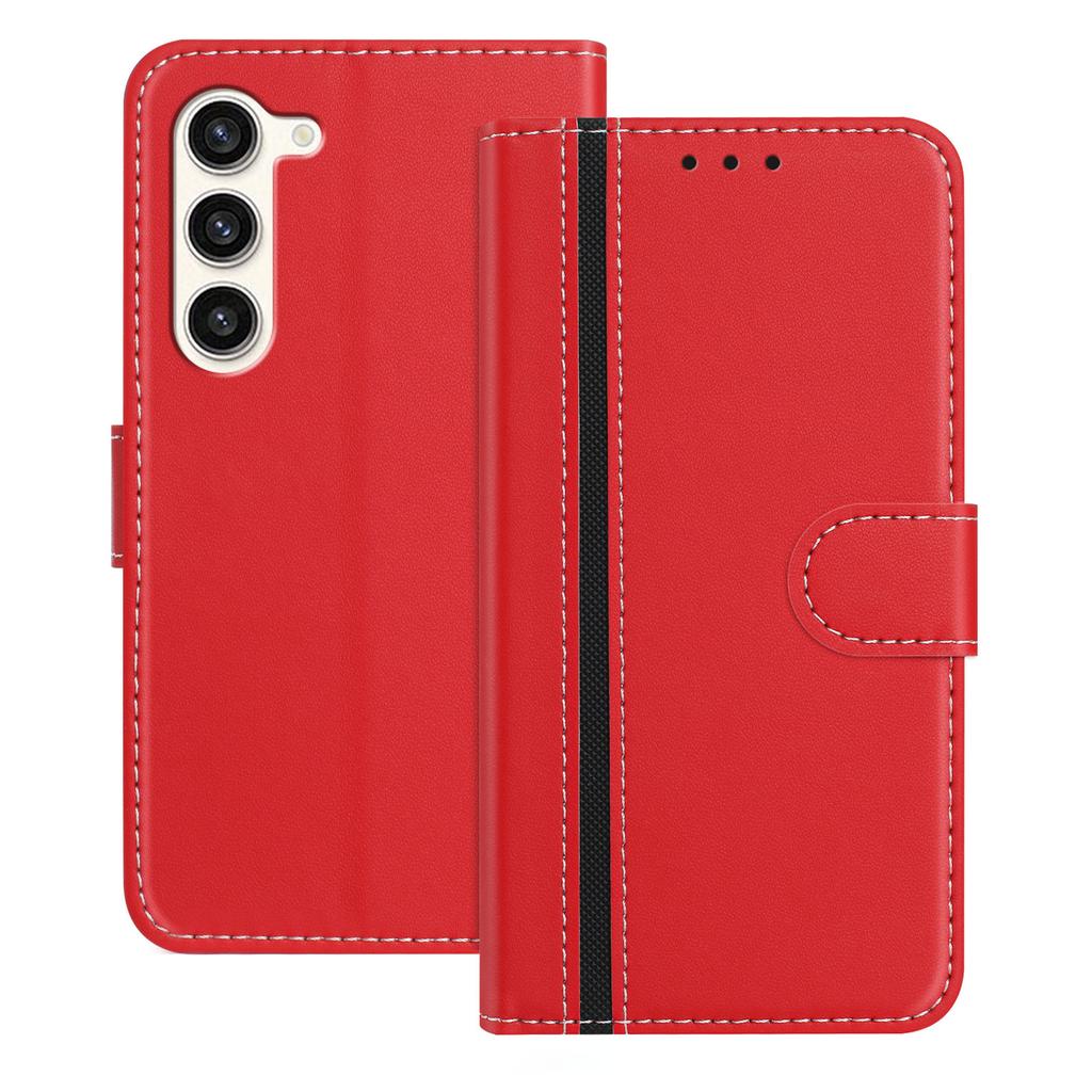 For Samsung Galaxy S23 Phone Cases Wallet Stand Color Splicing Leather Cover with Magnetic Clasp
