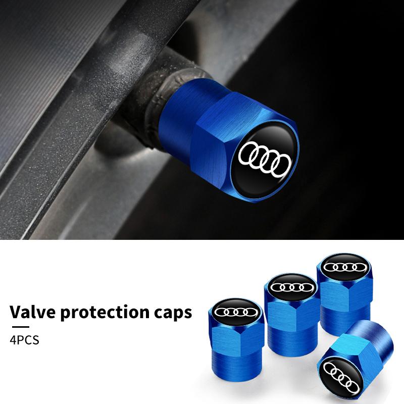New 4Pcs Car Wheel Tire Valve Caps Air Stem Covers Accessories For 1s S RS Line S7 S8 S5 S6 Quattro RS3 RS4 A6 A7 A8 QRS5 RS6