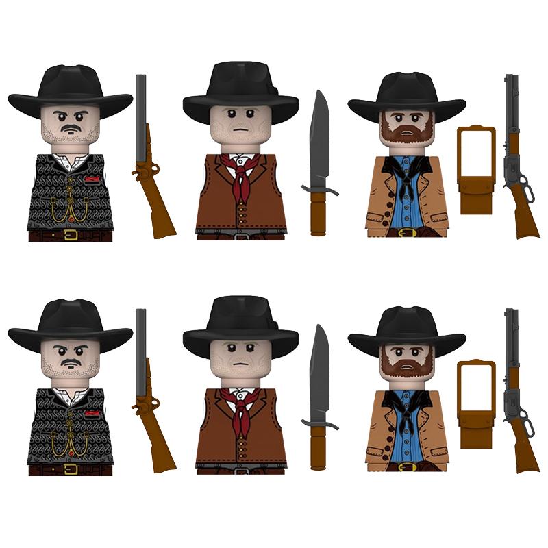 MOC Military Soviet US Soldier Figure Building Block Cavalry Pilot Western Cowboy Detective Weapon Sword Cloak Kid Toy Gift K148