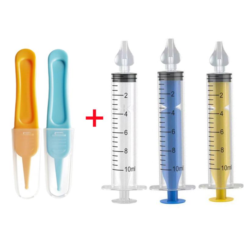 Silicone Baby Nasal Aspirator with Nose Cleaning Tweezers Set Syringe Nasal Irrigator with Tweezers for Newborn Infants Kids