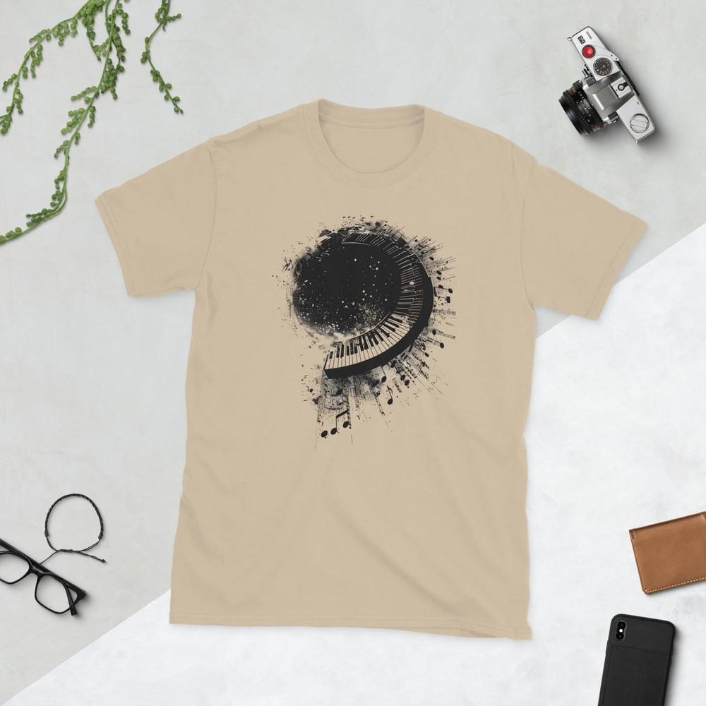 Abstract Piano Keyboard T-Shirt – Unisex Music Lover Tee – Unique Art Sand Tee#3