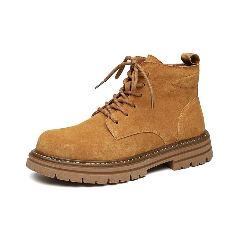 Мужские повседневные дезерты на шнуровке, из коровьей замши, обувь для улицы, ковбойские, рабочие ботинки, весна-осень, на платформе, до щиколотки, боты