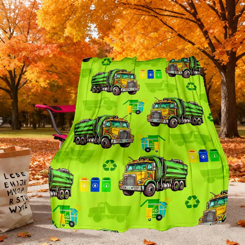 Garbage Trucks Recycle Outdoor Flannel Blankets, Outdoor Travel, Home Blankets, Fan Gifts,Suitable for All Seasons, Christmas Gifts. R1127026