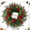 Christmas Wreath with Bow - Poinsettia, Red Berries & Artificial Pine Needles