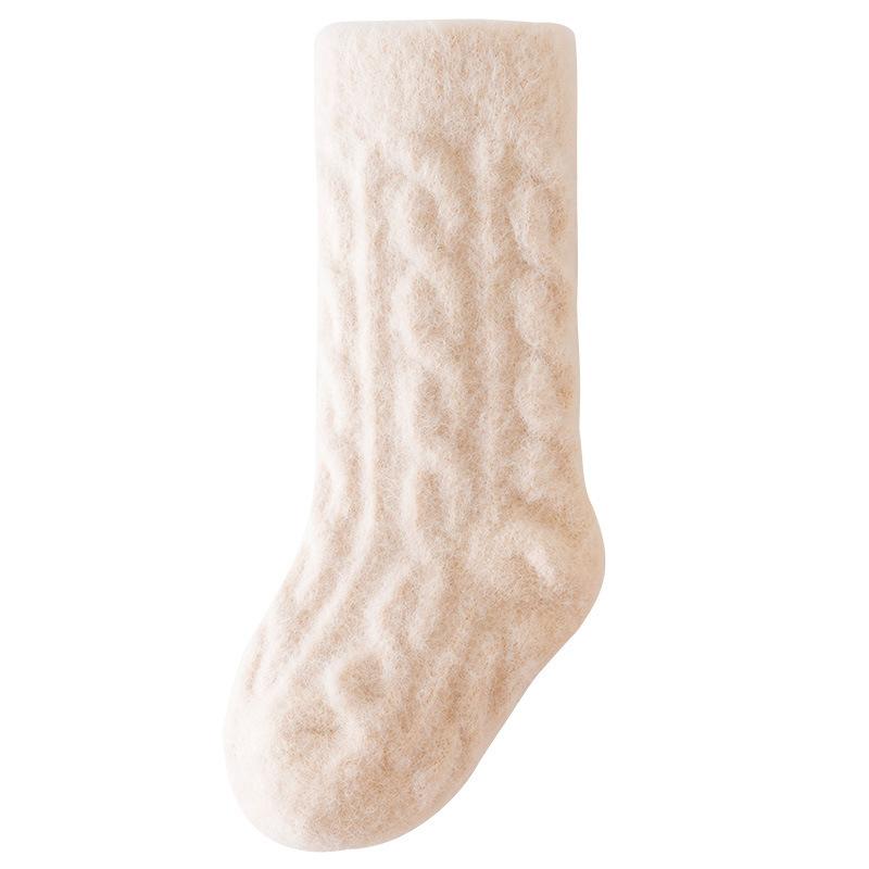 Зимние утолщенные теплые носки для новорожденных, детские гетры, однотонные носки для младенцев, детские спальные носки