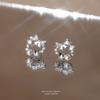 Women's Light Luxury Bow Flower Freshwater Pearl Earrings 925 Sterling Silver with Versatile Zircon Jewelry Accessory