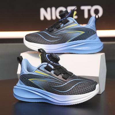 Обувь Весна и Лето Детские Кроссовки Средние и Старшие Дети Вращающаяся Пряжка Девочки Сетка Тренировочная Обувь Сетка Одинарная