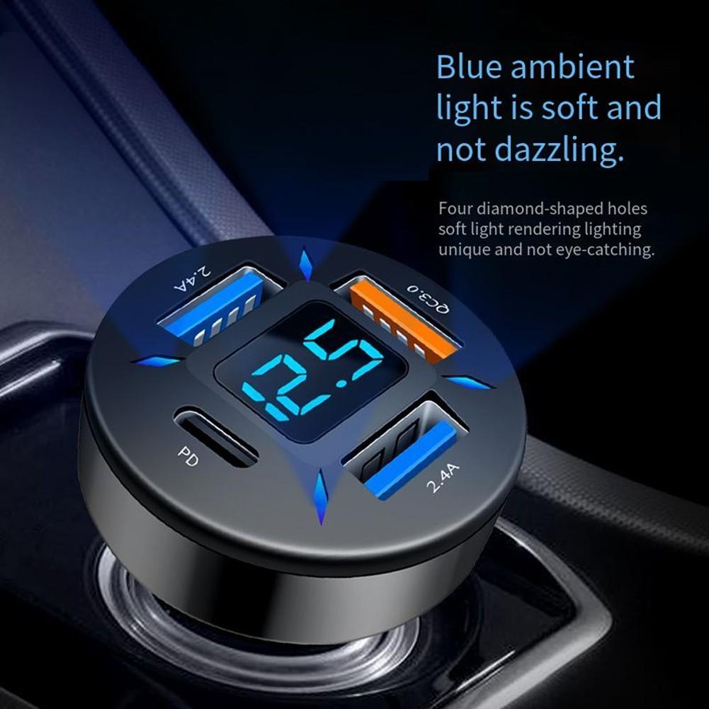 Car Charger New Voltage Monitoring 4USB Aluminum Alloy+PC
